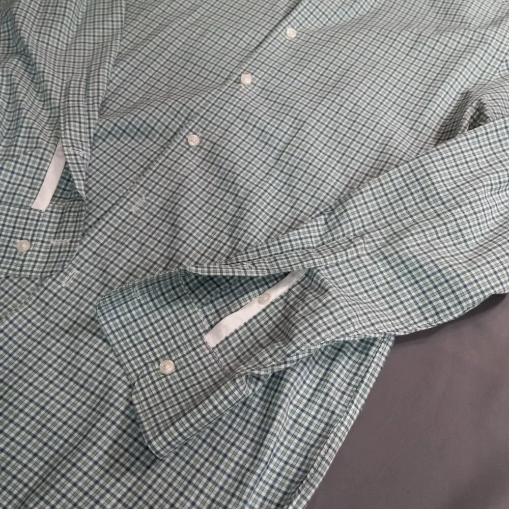 J. Crew Crosby 120's Ply Shirt Blue Green Gingham Check Cotton Size M